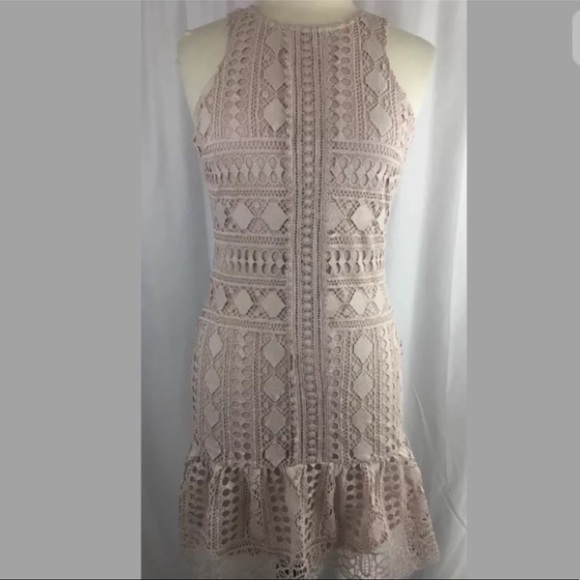 Soieblu Dresses & Skirts - Soieblu lace blush/nude dress with ruffle detail